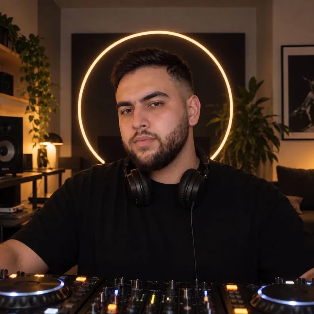 Arminful (Armin Esmaili), Persian DJ in Oslo, at the decks in the studio